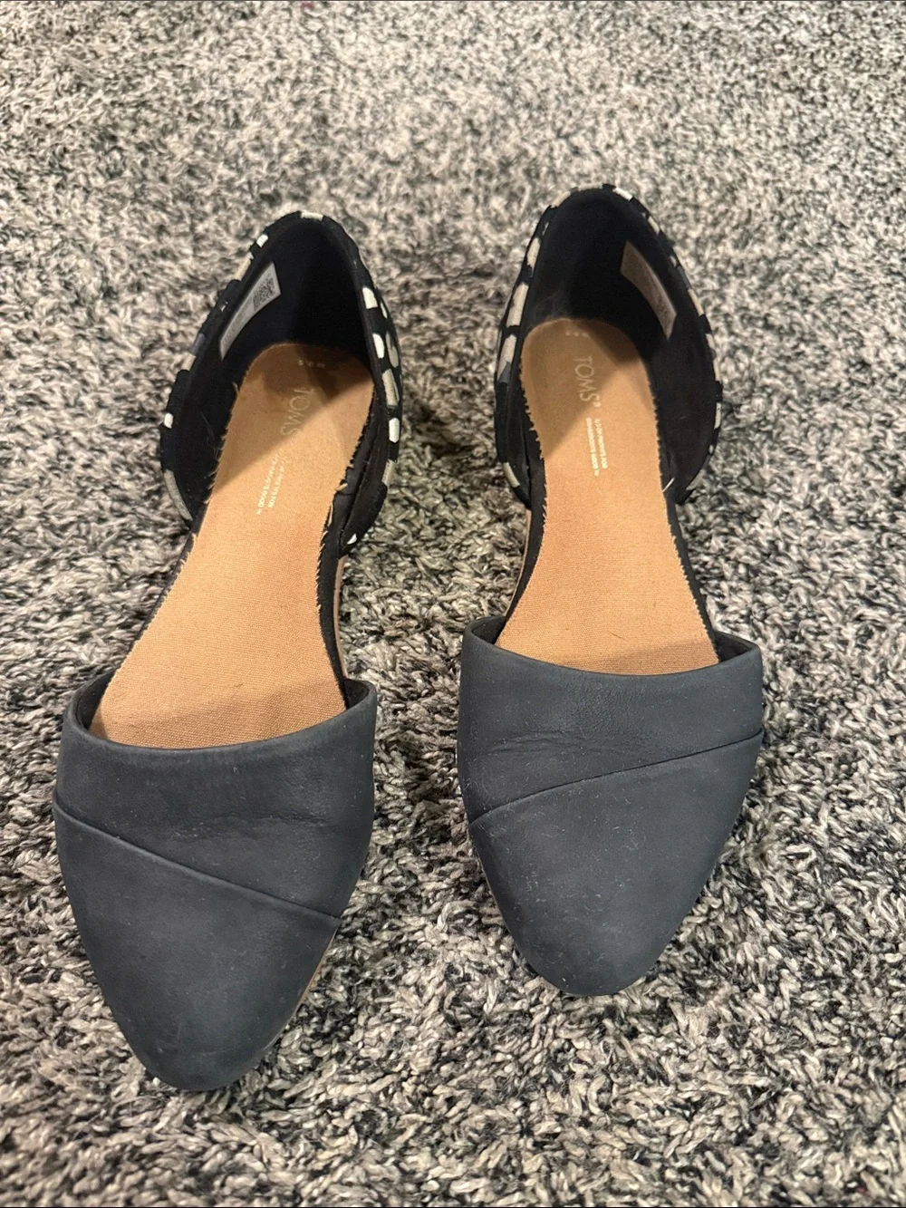 TOMS Women’s 8.5 Black Leopard D’Orsay Flats Slip On Shoes